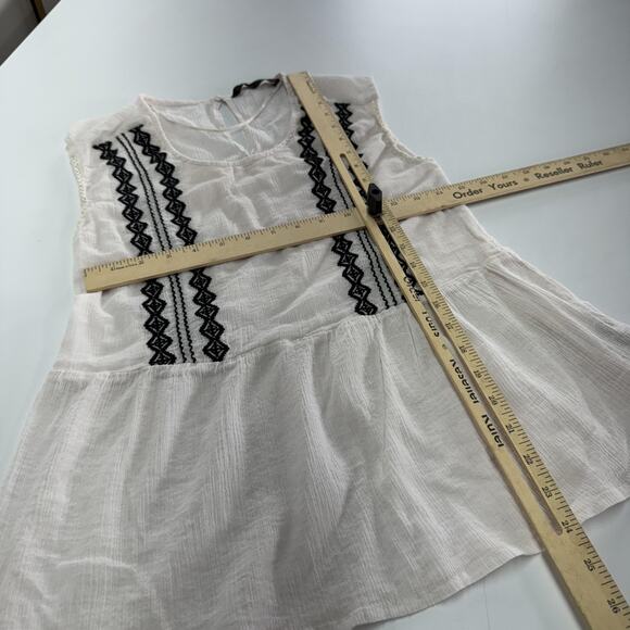 Zara‎ Basic Blouse Womens Medium Pink Black Embroidered Sleeveless Boho Top - Picture 7 of 7